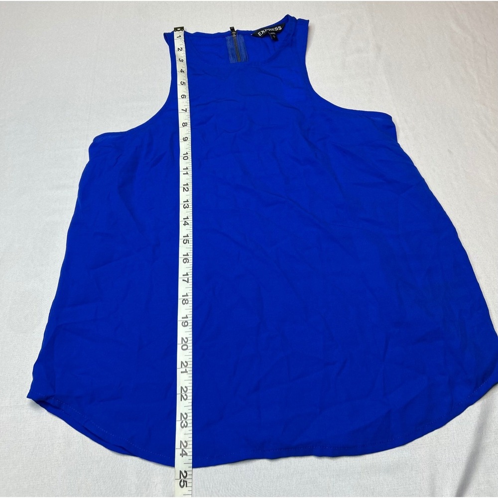 Express Womens Royal Blue Sleeveless High Neck Zip Back Tank Top Shell S NWT